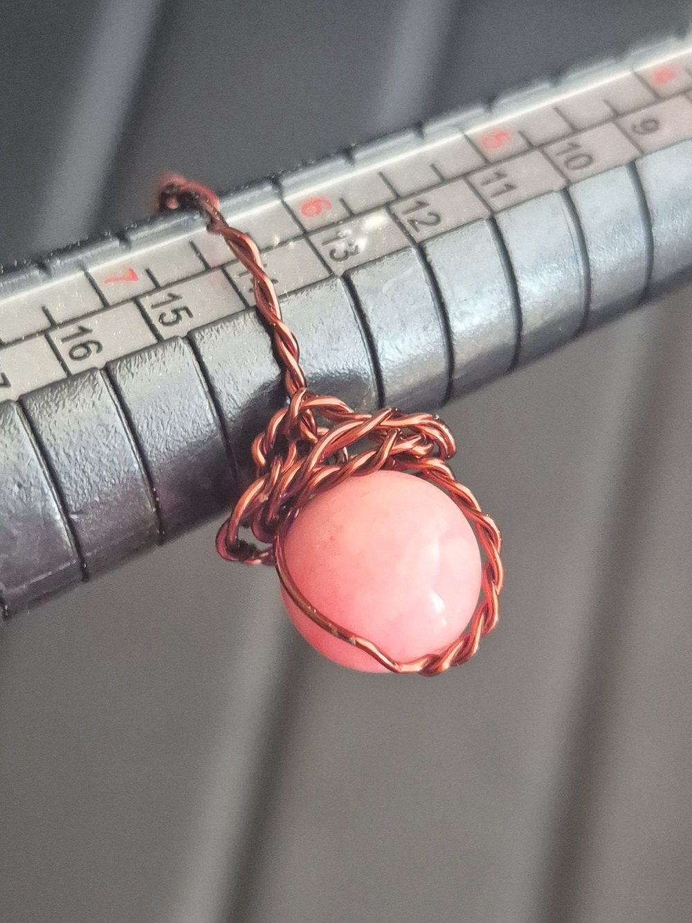 Handmade Natural Pink Jade Vintage Copper Ring! - Picture 4 of 7